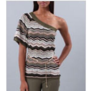 NEW BABY PHAT Green Chain Cold  Shoulder Belted Sweater 2X PLUS SIZE